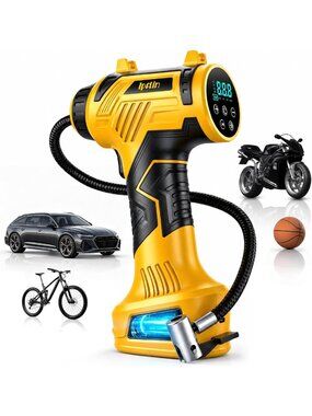 Portable Tire Inflator Air Compressor | Built-in Battery, Dual Power, Auto